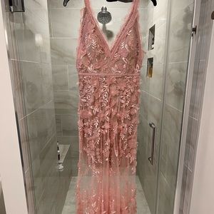 Gianni Bini Pink Floral Appliqué Dress
